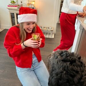 Daily Drills Red Knit Cardigan